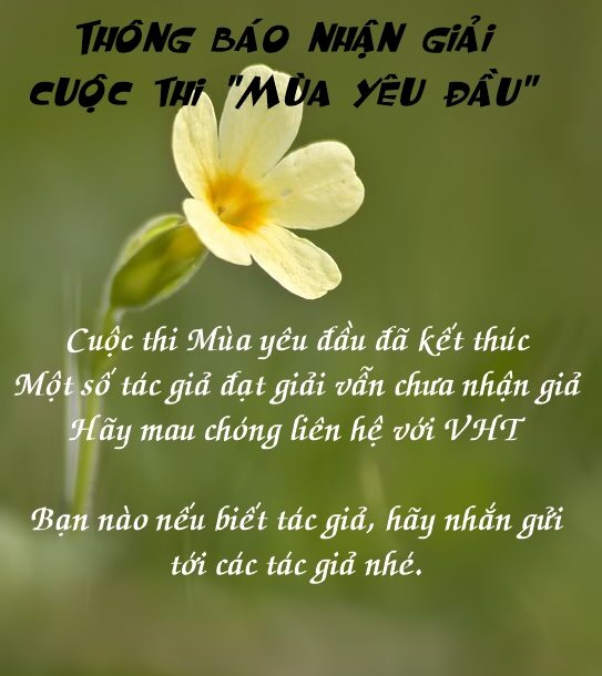Kết quả cuộc thi Mùa yêu đầu trên Văn học trẻ